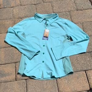 NWT PRANA KINLEY SHIRT, DYNASTY GREEN, SIZE LARGE